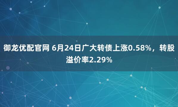 御龙优配官网 6月24日广大转债上涨0.58%，转股溢价率2.29%
