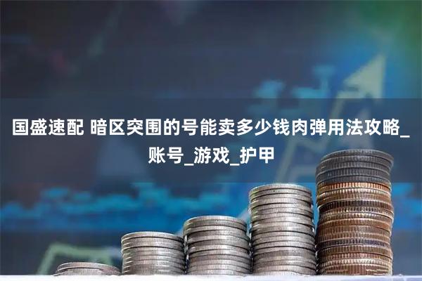 国盛速配 暗区突围的号能卖多少钱肉弹用法攻略_账号_游戏_护甲